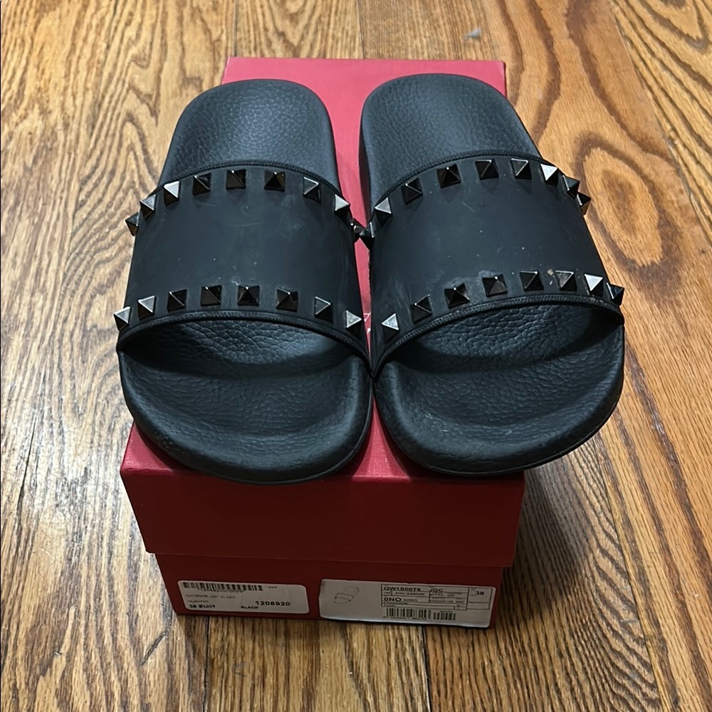 Black Studded Slides